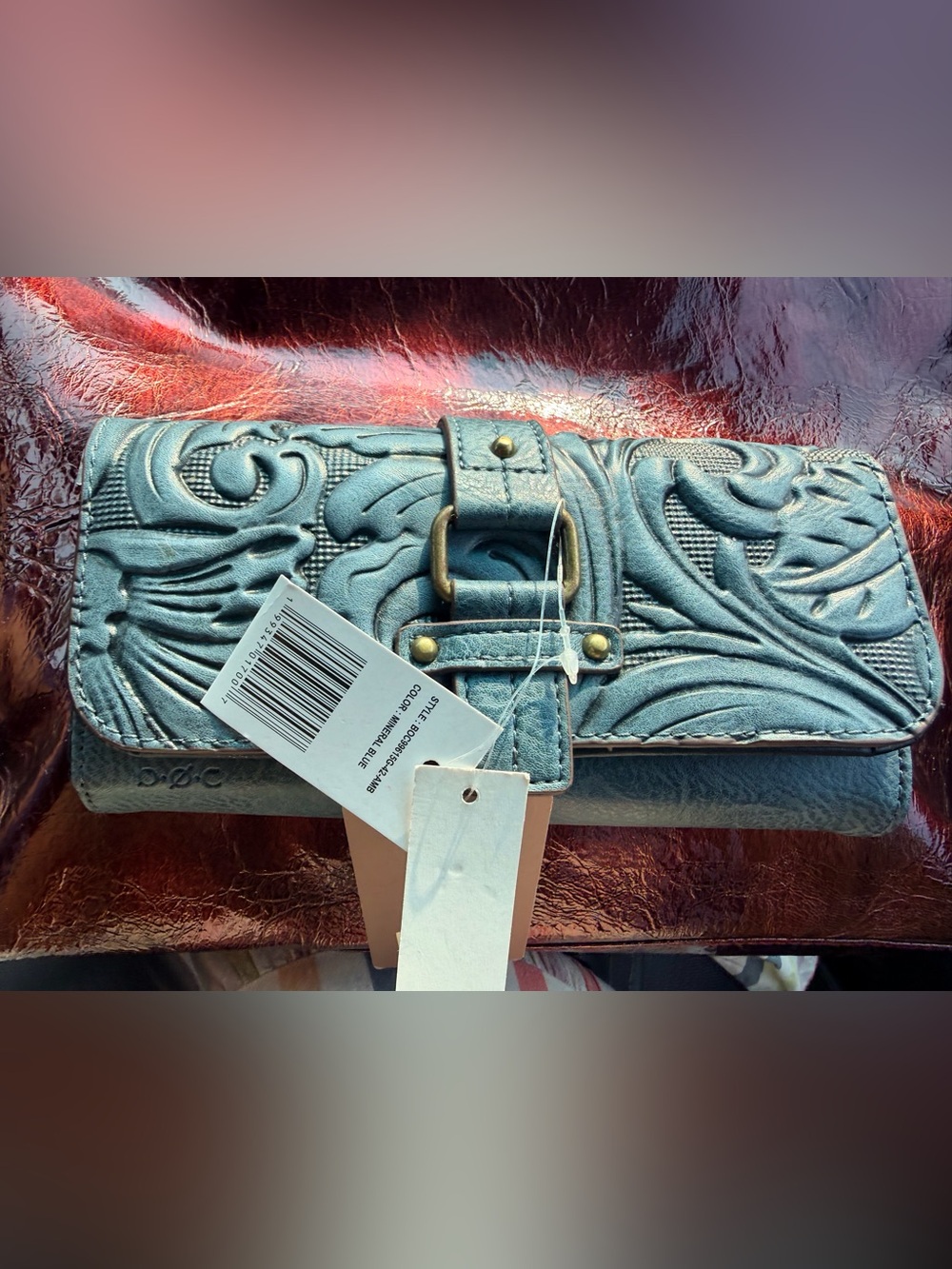 b.o.c. Teal Embossed Buckle Wallet